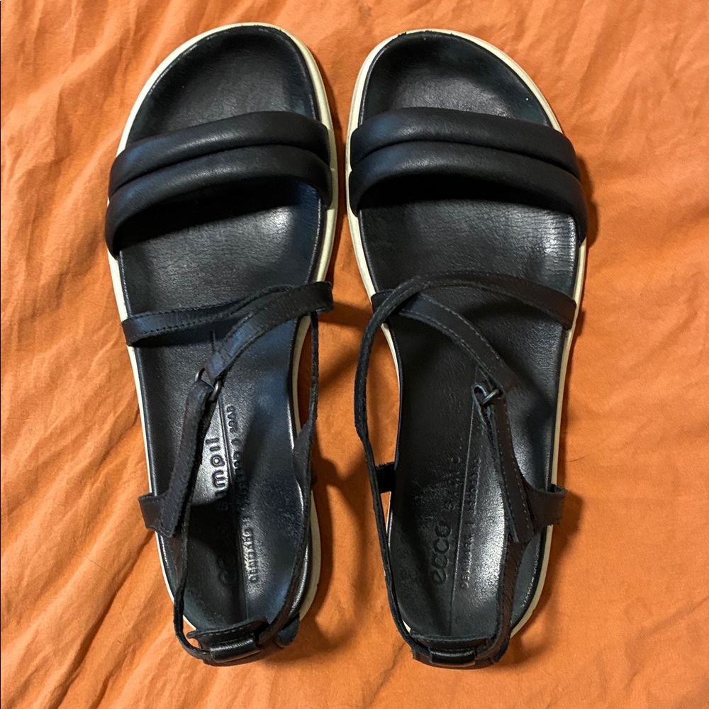 Ecco Women's Black Leather Sandals, European size 38